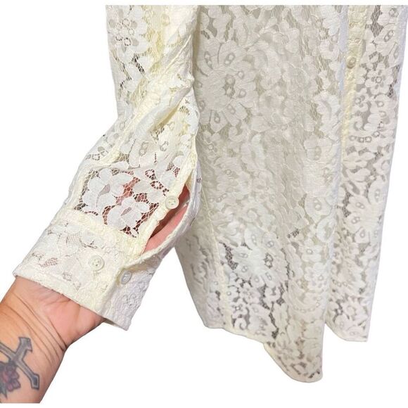 Equipment Small Cream Lace Button Front Long Sleeve Shirt Women’s - Picture 4 of 10